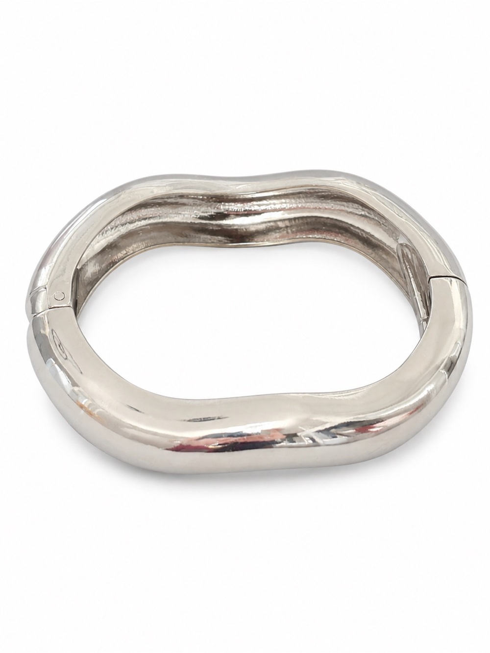 Wavy Hinged Silver-Tone Bangle Bracelet